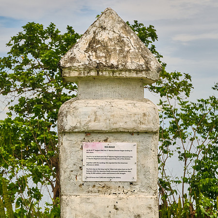 This stone pillar and it's paper sign is all that marks the first US invasion of WWII