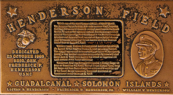 This small plaque is all that commemorates the most famous airfield in the Pacific Campaign