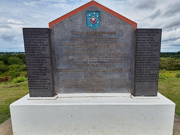The sole plaque commemorating the Battle of Bloody Ridge