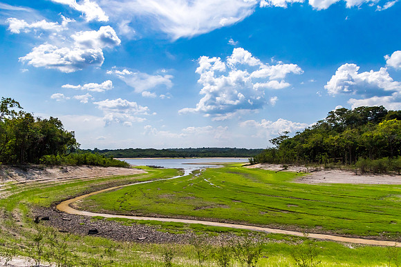 A tiny stream is all that is left of the bay