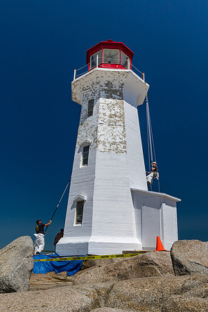 Sprucing up Peggy's Cove Lighthouse, Nova Scotia