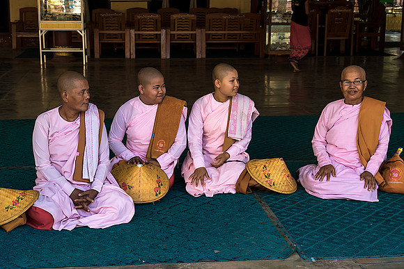 R-E-S-P-E-C-T. Nuns at Golden Temple, Bagan